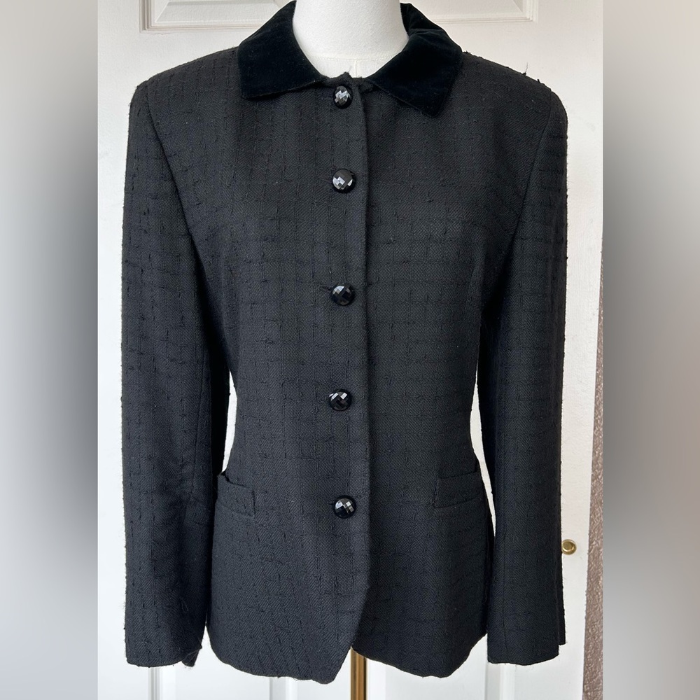 Rena Rowan for‎ Saville Vtg Velvet Collar Wool Blazer Size 8